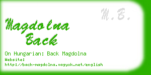 magdolna back business card